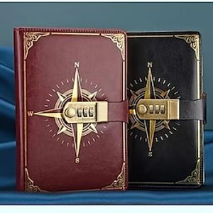 dagboek met slot pu leer 200 pagina's retro slot dagboek wachtwoordbeveiliging notitieboek dagboek voor mannen en vrouwen geschikt voor geheime privacy miniinthebox