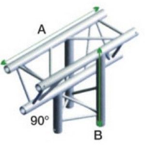 Showtec FT30-023 3-weg truss koppelstuk Apex Down, Recht + omlaag