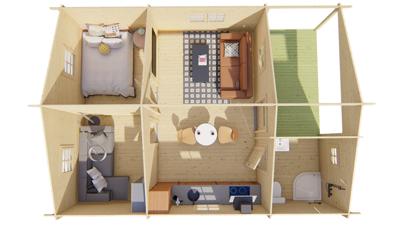 Blokhut - Tuinhuis Javea | 44 mm | Red Class Wood geïmpregneerd