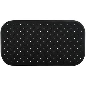 MSV Douche/bad anti-slip mat badkamer - rubber - zwart - 36 x 65 cm   -