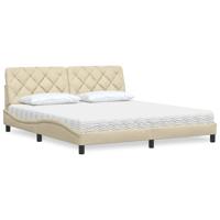 Bed met matras stof crèmekleurig 180x200 cm