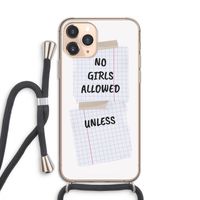 No Girls Allowed Unless: iPhone 11 Pro Transparant Hoesje met koord