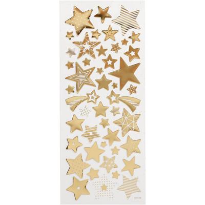 Creativ Company Stickers, sterren, vel 10x24 cm, ca. 52 stuk, goud, 1 vel