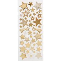 Creativ Company Stickers, sterren, vel 10x24 cm, ca. 52 stuk, goud, 1 vel