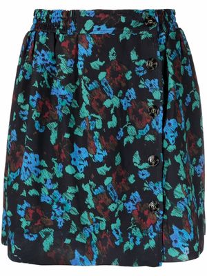 GANNI jupe boutonnée à fleurs - Noir