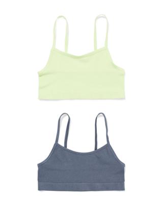 HEMA Kindertops rib naadloos - 2 stuks lime (lime)