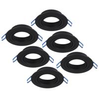 Set van 6 Pedro LED Inbouwspots - Kantelbaar - Diameter 90mm - Rond - GU10 Fitting inbouwarmatuur - IP20 voor binnen - Zwart Set van 6 Pedro LED Inbouwspots - Kantelbaar - Diameter 90mm - Rond - GU10 Fitting inbouwarmatuur - IP20 voor binnen - Zwart
