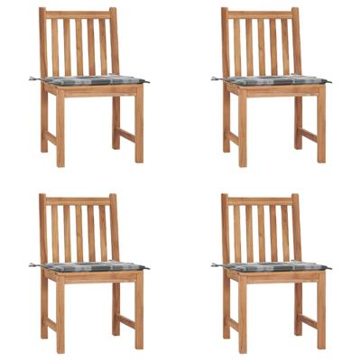Tuinstoelen 4 st met kussens massief teakhout