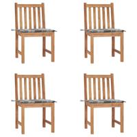Tuinstoelen 4 st met kussens massief teakhout