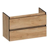 Brauer Joy Edge - Onderkast Ondiep - 80 cm - met 2 Softclose Lades Greeploos en 1 Sifon Uitsparing - Forest Tan