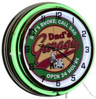 Dad&apos;s Garage Open 24 Hours! Dubbele Neon Klok 50 cm