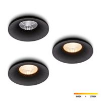 LED-inbouwspot set 3 stuks Villa zwart 5W dim-to-warm
