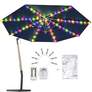 patio paraplu lichtslingers outdoor 104 leds 16 kleuren 4 modi batterij-aangedreven draadloze paraplu licht afstandsbediening waterdichte outdoor pole verlichting voor patio parasols camping tenten Lightinthebox