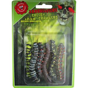 6x stuks horror deco dieren rupsen - 6 cm - Halloween kerkhof thema