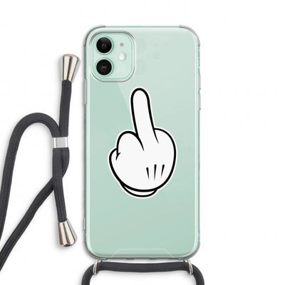 Middle finger black: iPhone 11 Transparant Hoesje met koord