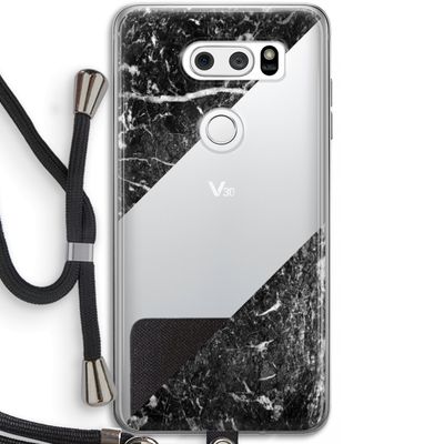 Zwart marmer: LG V30 Transparant Hoesje met koord
