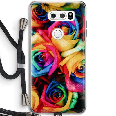 Neon bloemen: LG V30 Transparant Hoesje met koord
