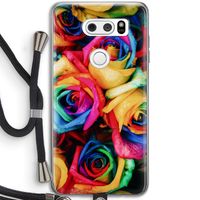 Neon bloemen: LG V30 Transparant Hoesje met koord