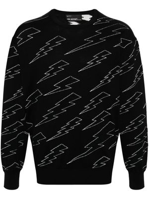Neil Barrett pull à motif Thunderbol en intarsia - Noir