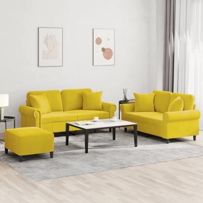 3-delige Loungeset met kussens fluweel geel