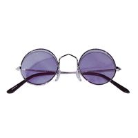Hippie Flower Power Sixties ronde glazen zonnebril paars   - - thumbnail