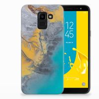 Samsung Galaxy J6 2018 TPU Siliconen Hoesje Marble Blue Gold