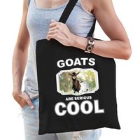 Katoenen tasje goats are serious cool zwart - geiten/ gevlekte geit cadeau tas   - - thumbnail