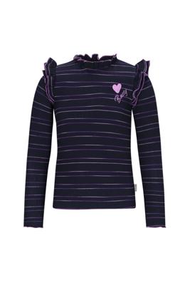 B.Nosy winter top meisjes - navy blauw/paars - Tonya - ruffles - gestreept
