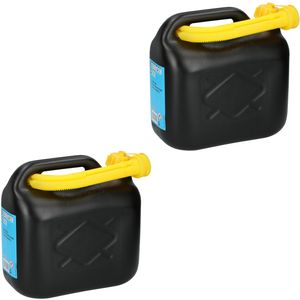 2x Jerrycans/benzinetanks 5 liter zwart