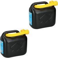 2x Jerrycans/benzinetanks 5 liter zwart - thumbnail