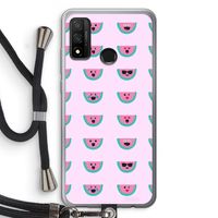 Smiley watermeloenprint: Huawei P Smart (2020) Transparant Hoesje met koord