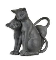 A RESIN GROUP OF TWO CUDDLING CATS