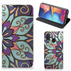 Samsung Galaxy A20e Smart Cover Purple Flower