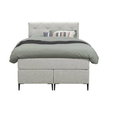 Leen Bakker - Boxspring Liv Geruit - Ecru - 120x200 Cm - Slanke Poot - Stof - Crème