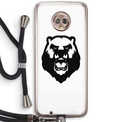 Angry Bear (white): Motorola Moto G6 Transparant Hoesje met koord