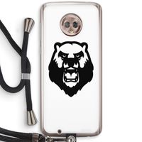 Angry Bear (white): Motorola Moto G6 Transparant Hoesje met koord