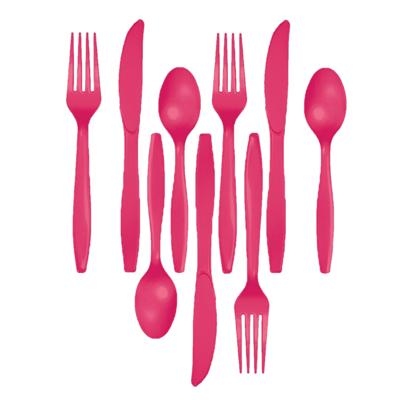 Creative Converting Kunststof bestek setje - 72x delig - roze - herbruikbaar