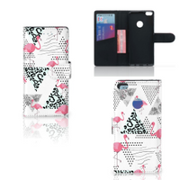 Huawei P8 Lite 2017 Telefoonhoesje met Pasjes Flamingo Triangle - thumbnail
