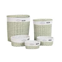 Mandenset DKD Home Decor Groen vlechtwerk 51 x 37 x 56 cm 5 Onderdelen