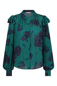 Studio Anneloes Suzy Flowers Top 09275 T-shirt Lange Mouw 7338 Deep Green/deep Purple