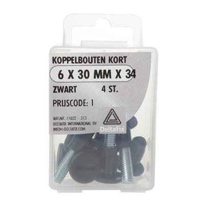 Koppelbout kort 6x30mm zw 4st - Deltafix