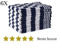 Zavelo Keukendoeken - 6x - 100% Katoen - 50x50cm - Blauw/Wit - Sneldrogend - Horecakwaliteit - Geblokt - Hoogwaardige kwaliteit - thumbnail