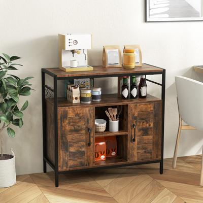 Dressoir Keukenkast met 3 Haken Commode met 2 Deuren Open Vakken Verstelbare Planken Opbergkast voor Keuken 84 x 35 x 80 cm