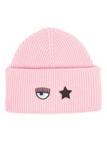 Chiara Ferragni bonnet nervuré à patch logo - Rose - thumbnail