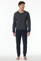 Schiesser badstof pyjama donkerblauw gestreept Schiesser badstof pyjama donkerblauw gestreept