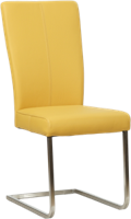 Gele leren industriële eetkamerstoel Dry - poot rond rvs - Toledo Leer Giallo (geel leer)