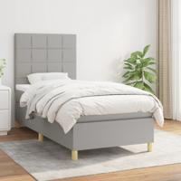 Boxspring met matras stof lichtgrijs 90x190 cm