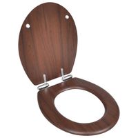 vidaXL Toiletbril soft-close simpel ontwerp MDF bruin - thumbnail