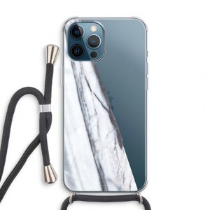 Gestreepte marmer: iPhone 12 Pro Transparant Hoesje met koord