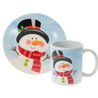 Kerst servies setje - bordjes, beker - 2-delig - wit met sneeuwpop - voor kinderen Kerst servies setje - bordjes, beker - 2-delig - wit met sneeuwpop - voor kinderen